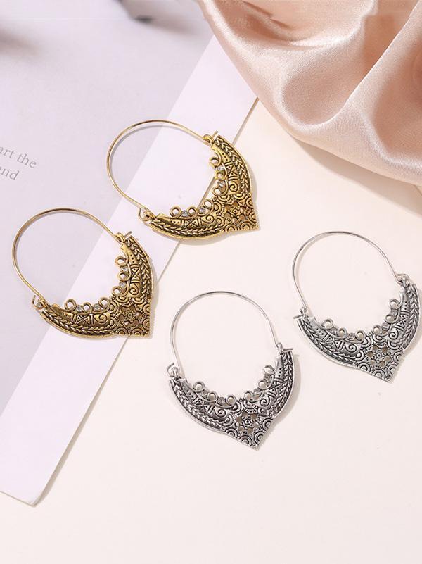 Vintage Pattern Love Hollow Earrings-Curvy-Faja