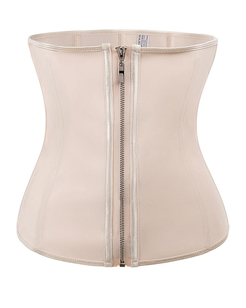 Latex Zipper Waist Trainer Corset for Weight Loss Hi-Waist Double Tummy Control Sport Workout Body Shaper -Curvy-Faja