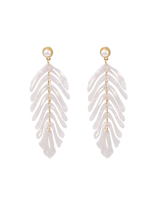 Fresh Simple Leaf Pendant Earrings-curvy-faja
