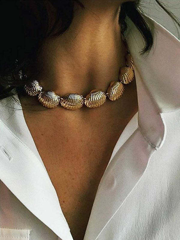 Fashion Adjustable Alloy Shell Beach Necklace-Curvy-Faja