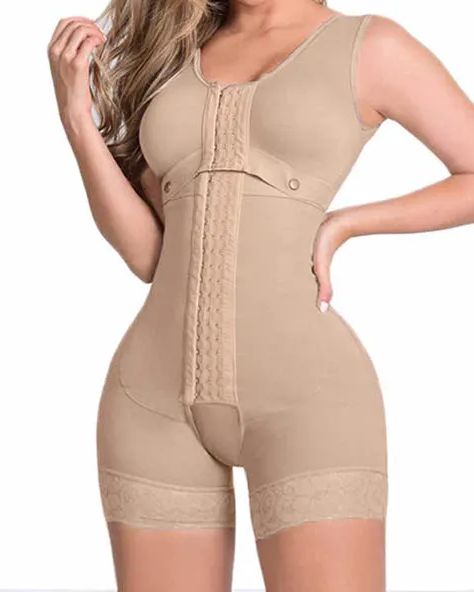 High Compression Shapewear With Hook And Eye Front Closure shaper Adjustable Bra Slimming Bodysuit-Curvy-Faja