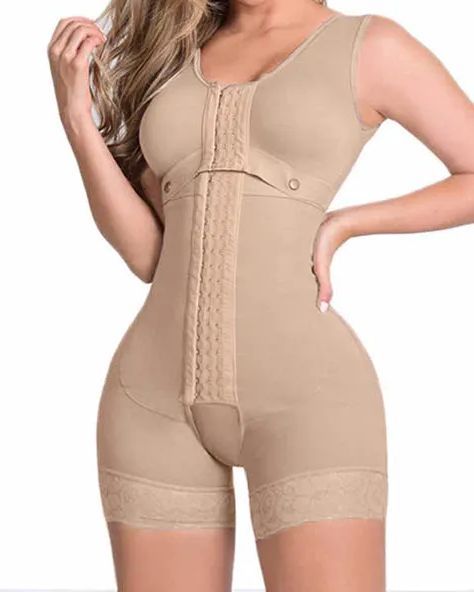 High Compression Shapewear With Hook And Eye Front Closure shaper Adjustable Bra Slimming Bodysuit-Curvy-Faja