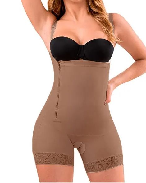 Women's Shapewear Side Zipper Tummy Control Hip Lift Lace Ajustable Shoulder Strap Bodysuit Butt LiFter-Curvy-Faja