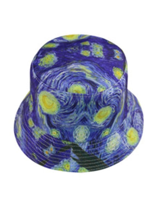 FOLDABLE STARRY SKY OIL PAINTING DOUBLE-SIDED FISHERMAN HAT-Curvy-Faja