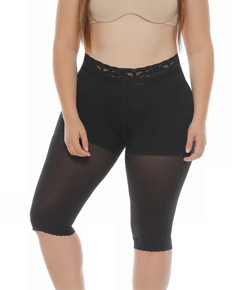 High Waist Knee Length Shaping Shorts Butt Lifting Anti-Rolling Shapewear For Women-Curvy-Faja