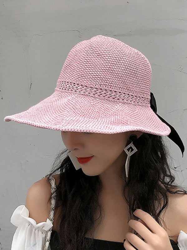 Solid Color Sunscreen Straw Woven Breathable Adjustable Hat