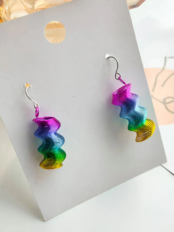 Spiral Colorful Gradient Stylish Earrings-Curvy-Faja