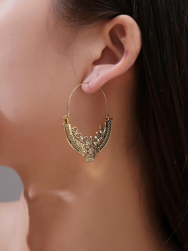 Vintage Pattern Love Hollow Earrings-Curvy-Faja