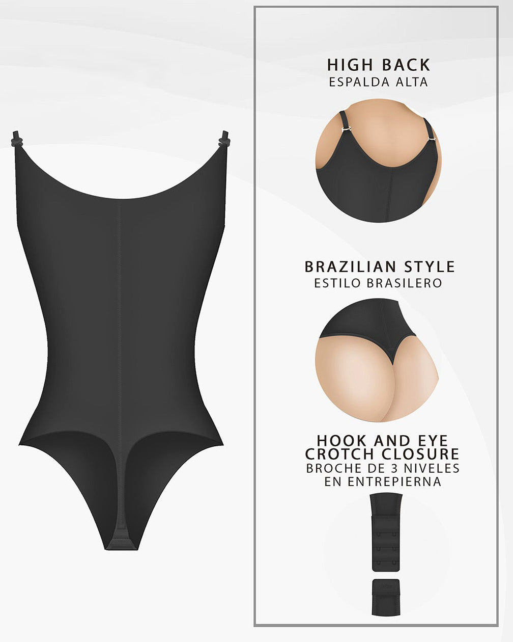 Open Bust Thong Tummy Control Shapewear for Women-Curvy-Faja