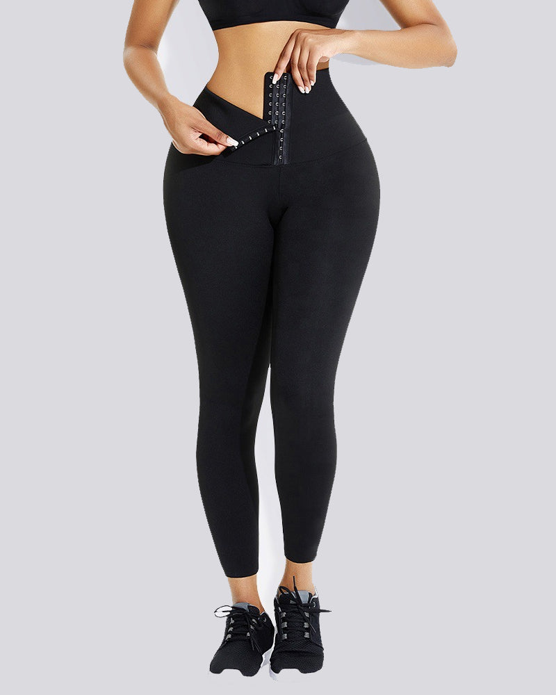 3 Breasted Abdominal Hip Raise High Waist Stretch Yoga Leggings-Curvy-Faja
