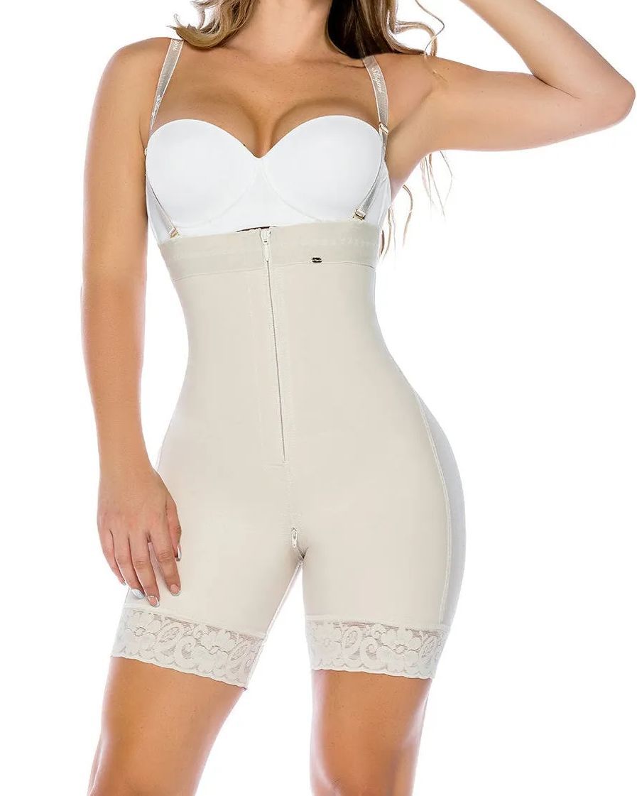 Fajas Compression Shapewear Open Bust Tummy Control with Zipper-Curvy-Faja
