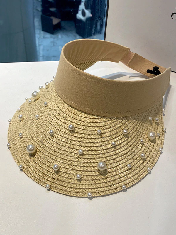 Vacation Beach Beaded Beach Empty Top Sun Hat-Curvy-Faja