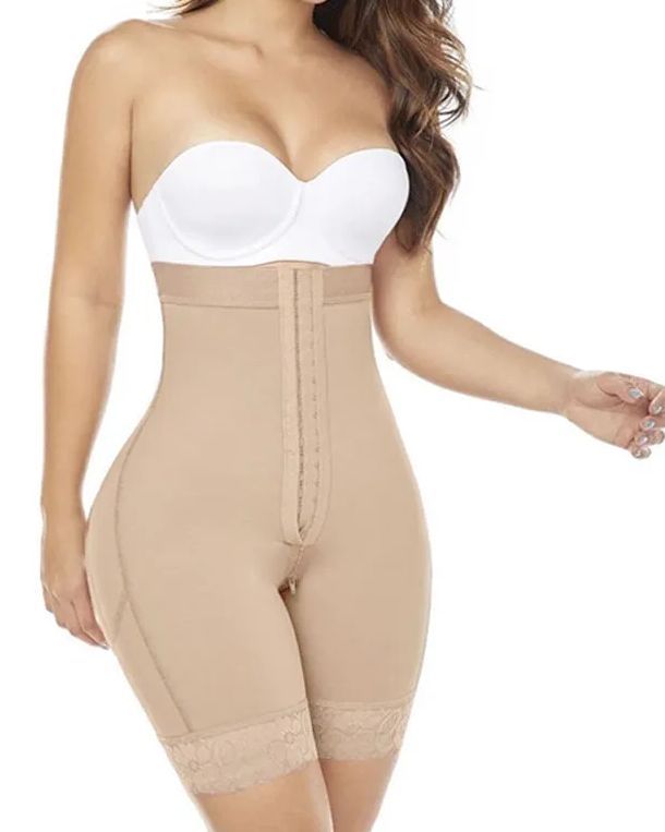 High Waist Tummy Control Adjustable Front Closure Shorts-Curvy-Faja