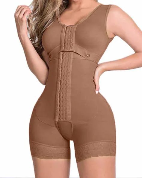 High Compression Shapewear With Hook And Eye Front Closure shaper Adjustable Bra Slimming Bodysuit-Curvy-Faja