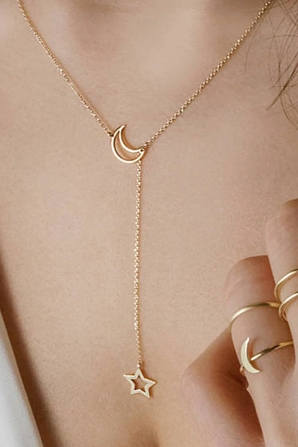To The Moon And Star Necklace-curvy-faja