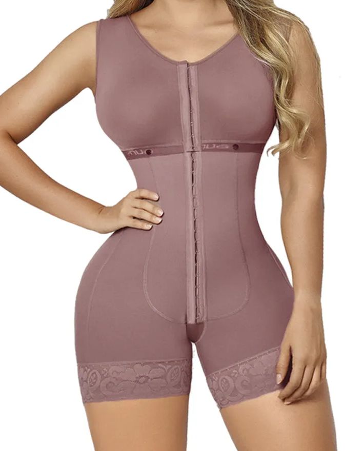 Full Abdomen Control Bodysuit With Hook-eye Open Crotch Body Shaper Postpartum Recovery Fajas-Curvy-Faja