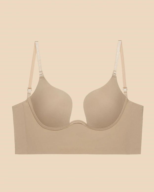 Push Up Low Back Plunge Bra Cleavage-Boosting Light Padding Bra Underwear-Curvy-Faja