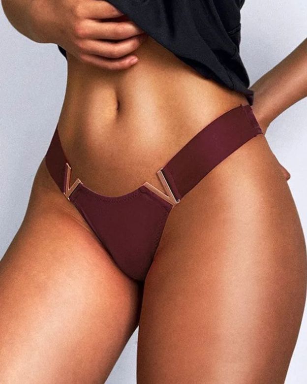 Female V Letter Solid Color Underwear-Curvy-Faja