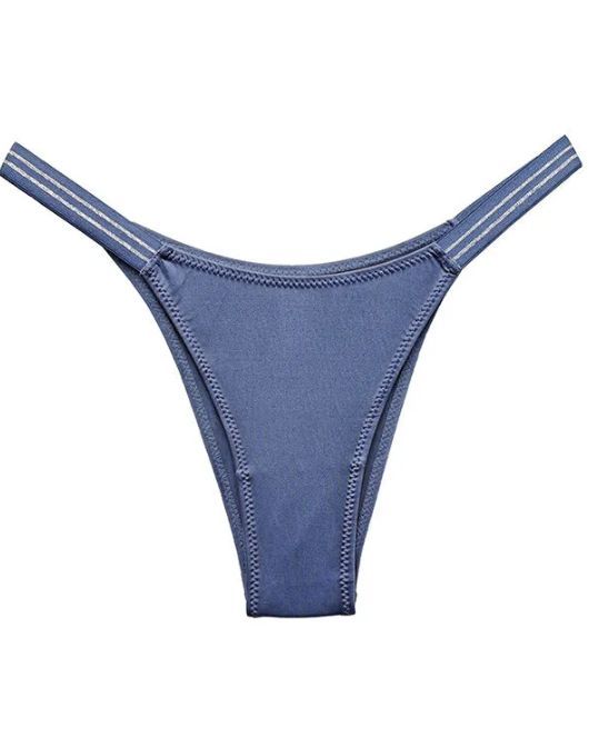 Female Glossy Dazzing Stripe T-back Underwears-Curvy-Faja