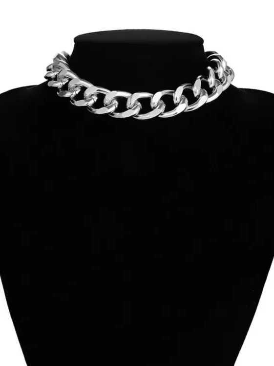 Punk Choker Hip Hop Big Chunky Aluminum Thick Chain Necklace-Curvy-Faja
