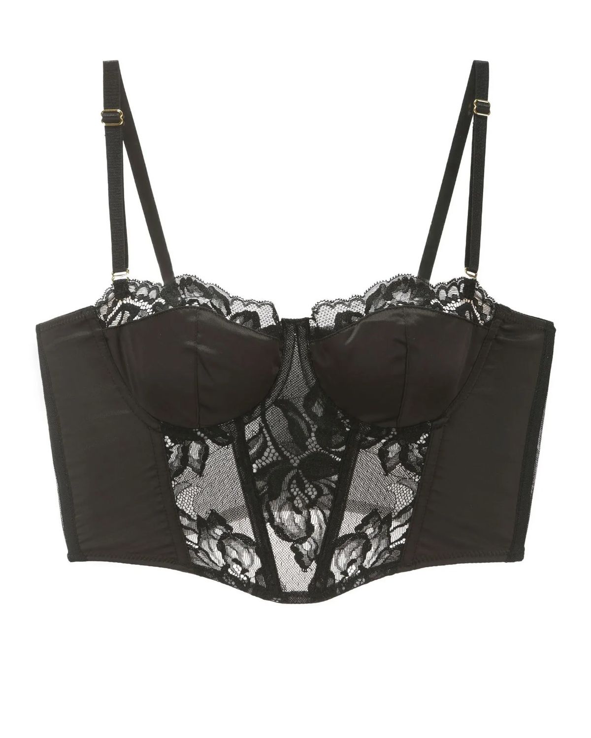 French Long Satin Lace Bra Set Underwear-Curvy-Faja