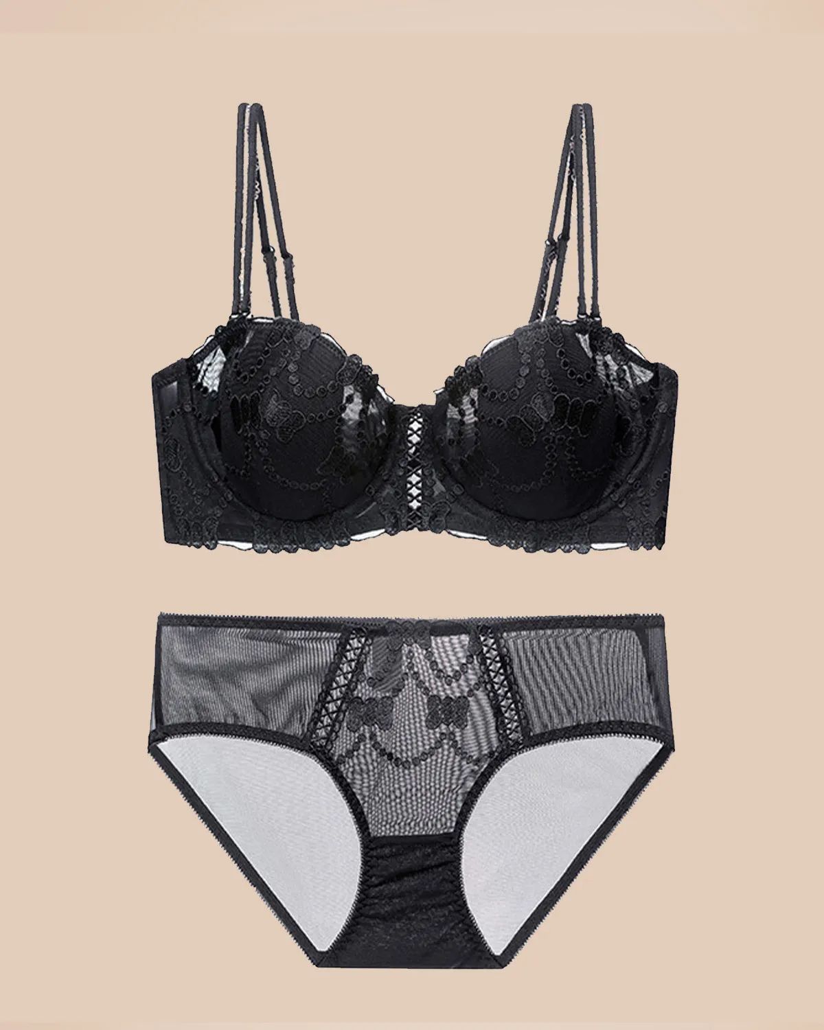 Sexy Lace Bra Panty Set-Curvy-Faja