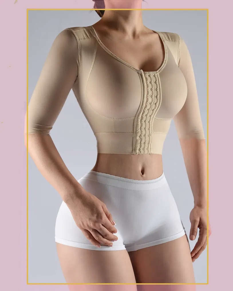 Strapless Top With Middle Sleeve Breasted Hood-Curvy-Faja