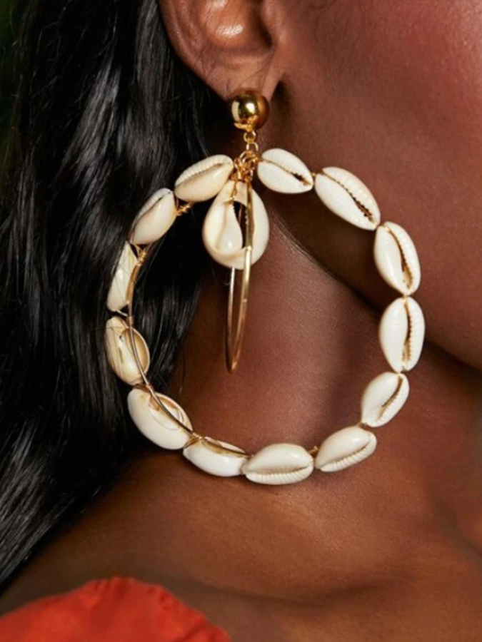 Bohemian Shell Beach Earrings-Curvy-Faja