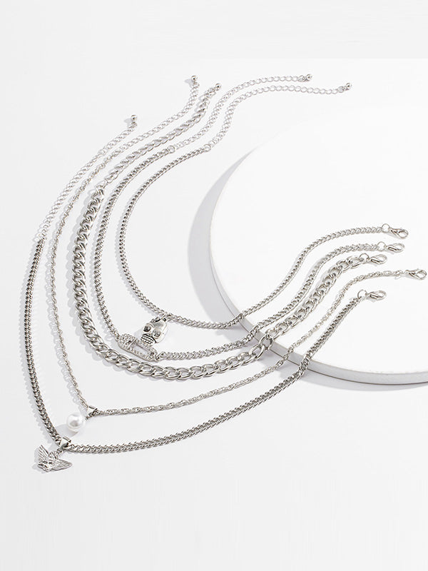 Personalized Skull Little Angel Hip Hop Creative Diamond Multilayer Necklace-Curvy-Faja