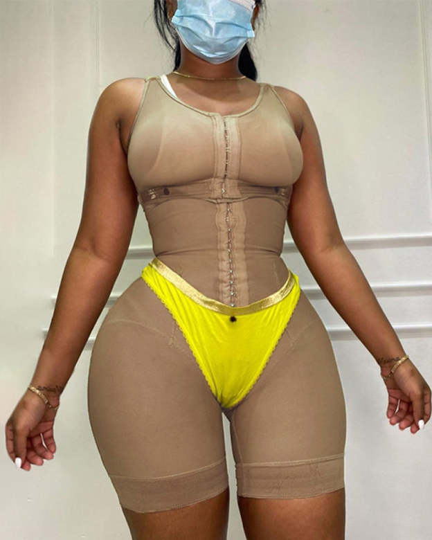 Tummy Control Fajas Adjustable Hook And Eye Front Closure Women Shapewear Post Liposuction-Curvy-Faja