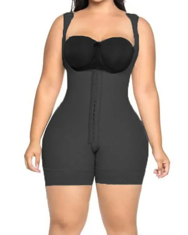 Women's Shapewear Hook And Eye Closure Tummy Control  Adjustable Crotch  Open Bust Bodysuit-Curvy-Faja