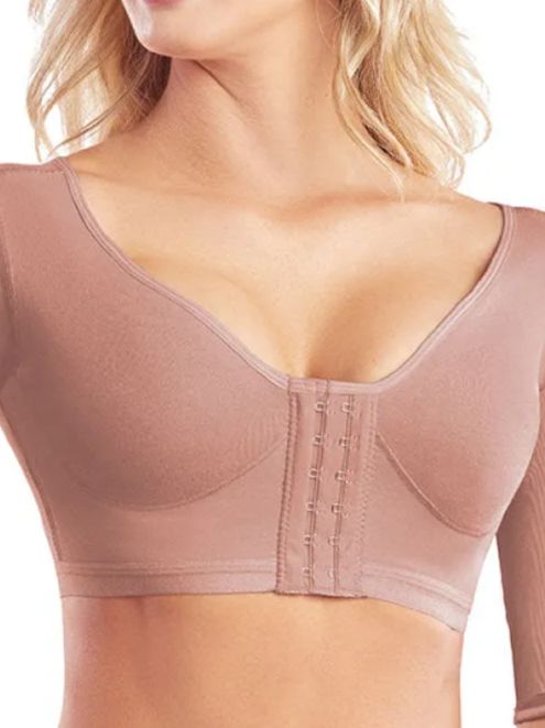 Women'S Post Surgical Surgery Bra Posture Corrector With Sleeves Brasier Post Operatorio-curvy-faja