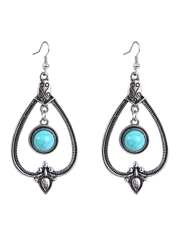 Stylish Vintage Turquoise Earrings-Curvy-Faja
