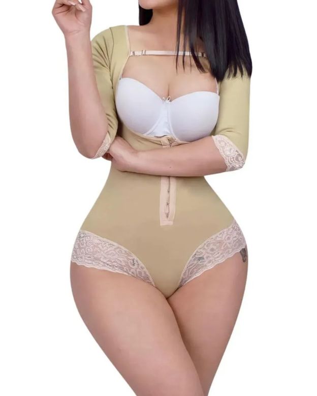 Women Full Body Waist Trainer Zipper Tummy Control Upper Arm Open Bust Slimmer Corset Shaper Girdle-Curvy-Faja