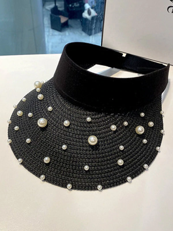 Vacation Beach Beaded Beach Empty Top Sun Hat-Curvy-Faja