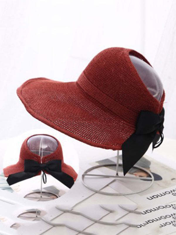 Solid Color Sunscreen Straw Woven Breathable Adjustable Hat