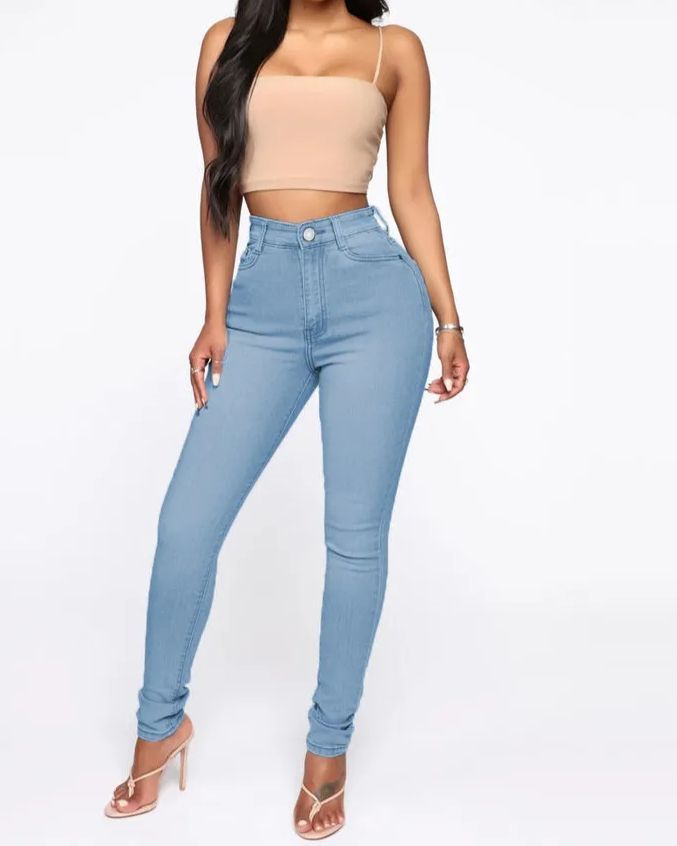 Hip Lifting Peach Hip High Waist Jeans-Curvy-Faja