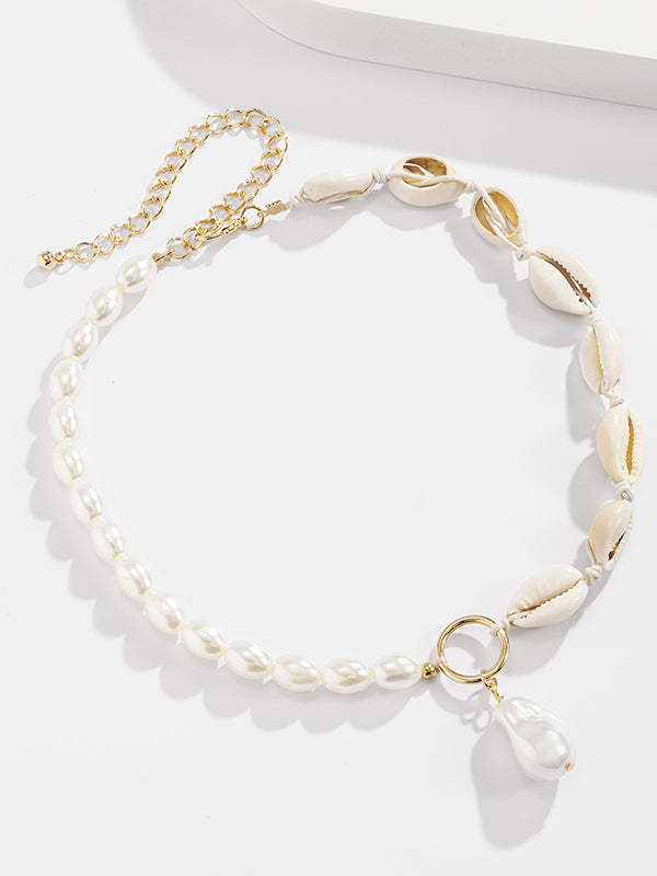 Creative Shell Beaded Pendant Fashion Necklace-Curvy-Faja