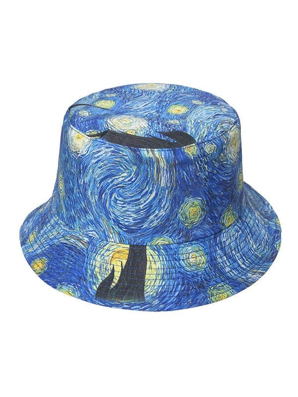 FOLDABLE STARRY SKY OIL PAINTING DOUBLE-SIDED FISHERMAN HAT-Curvy-Faja