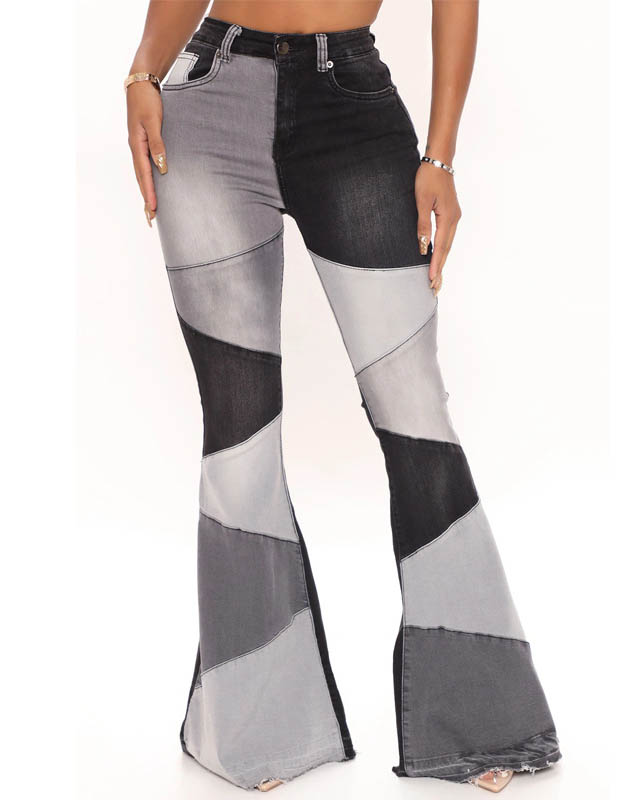 Women's Wide Leg Fashion Stitching Jeans-curvy-faja