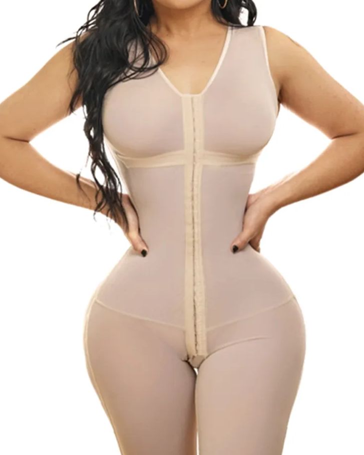 Women Breathable Shapewear Strong 3 Level Clasp Bodysuit With Arotch Opening Weight Loss Fajas-Curvy-Faja