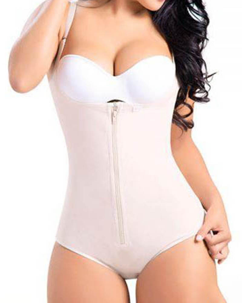 Women Postpartum Body Shaper With Zipper High Waist Cincher Flatten Abdomen Fajas-Curvy-Faja