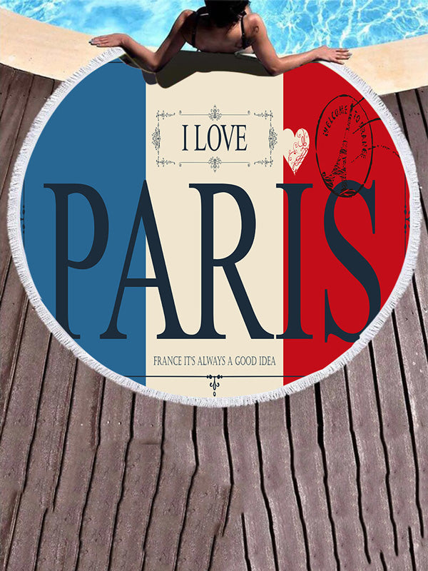 Stylish Round Shape Tasseled Floral Print Beanch Mat-Curvy-Faja