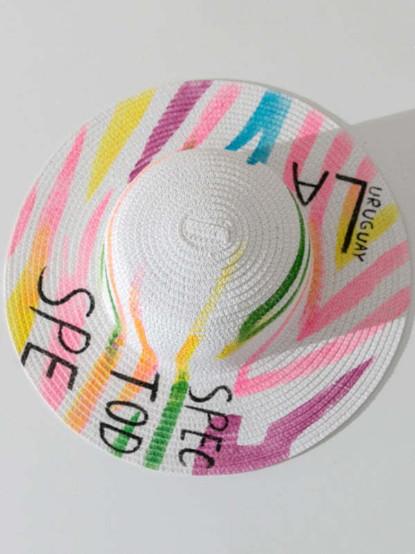 Parent-Child Lovely Straw Hand Drawn Doodle Painted Cartoon Painting Sunscreen Hat-Curvy-Faja