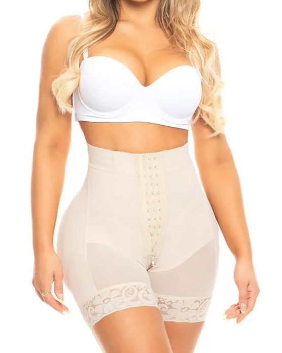 High Waist Push Up Shorts With 3 Rows Of Bootylicious Enhancement Snaps-Curvy-Faja