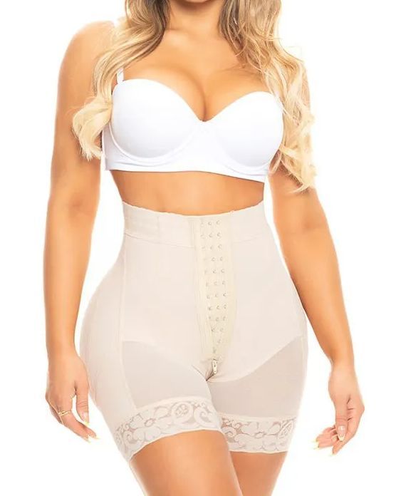 High Waist Push Up Shorts With 3 Rows Of Bootylicious Enhancement Snaps-Curvy-Faja