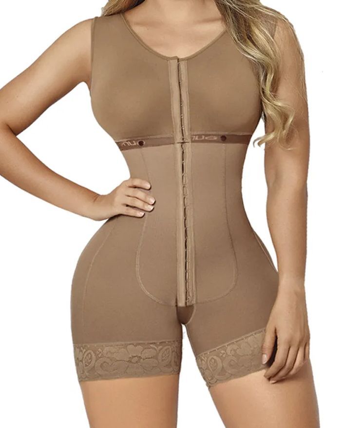 Full Abdomen Control Bodysuit With Hook-eye Open Crotch Body Shaper Postpartum Recovery Fajas-Curvy-Faja
