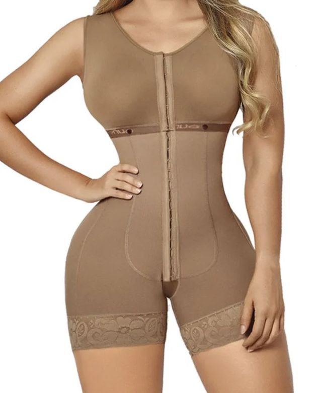 Full Abdomen Control Bodysuit With Hook-eye Open Crotch Body Shaper Postpartum Recovery Fajas-Curvy-Faja