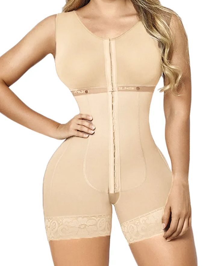 Full Abdomen Control Bodysuit With Hook-eye Open Crotch Body Shaper Postpartum Recovery Fajas-Curvy-Faja