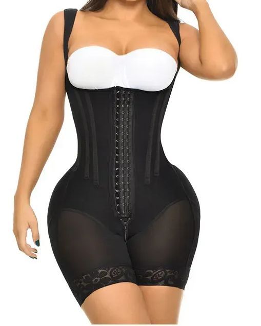 Double Size Wide Strap Girdle With Front And Back Rods With 3 Lines Of Brooches-Curvy-Faja